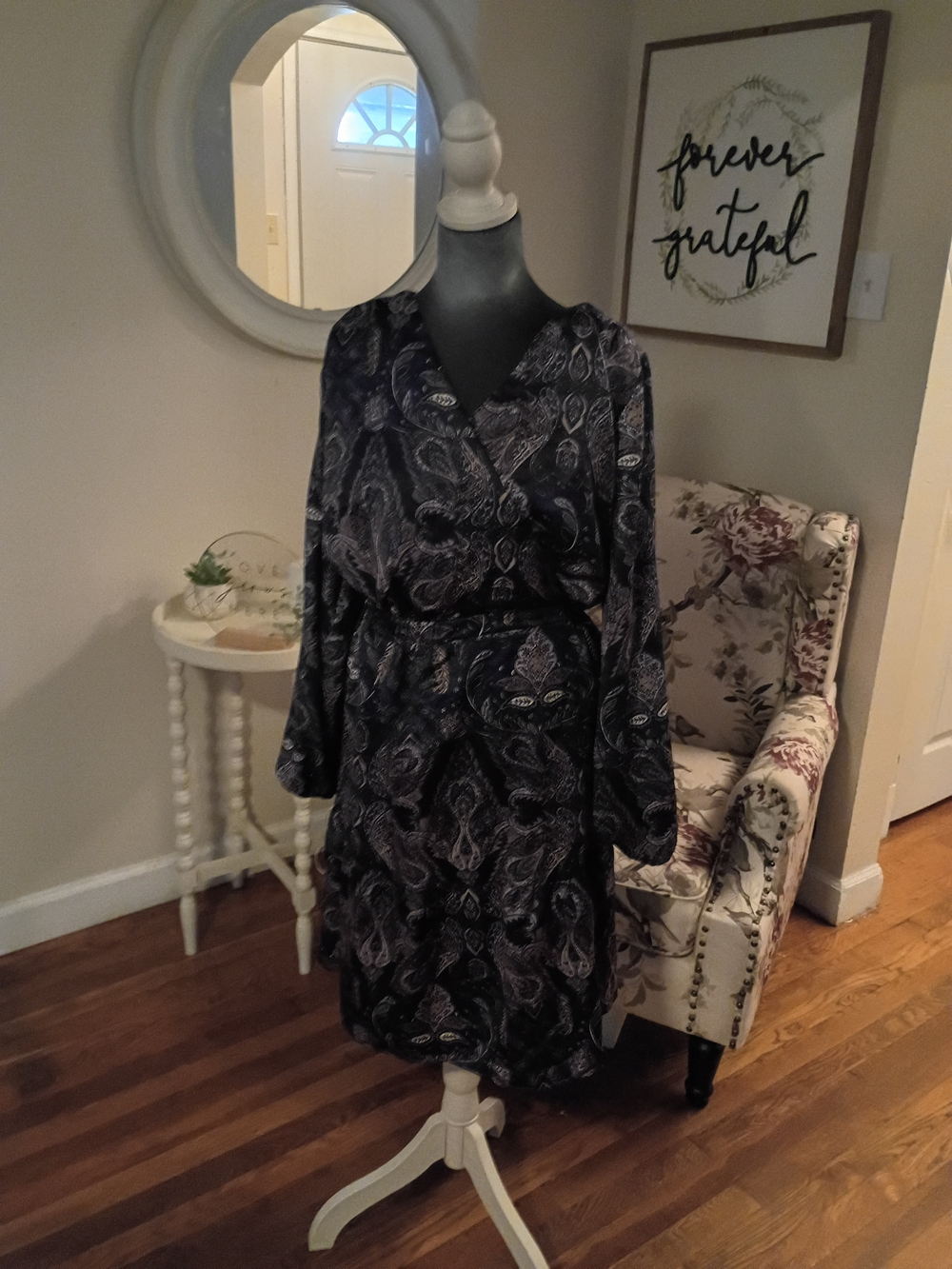 Lane Bryant Black Paisley-Print Dress Sz. 16 Women's Plus Size